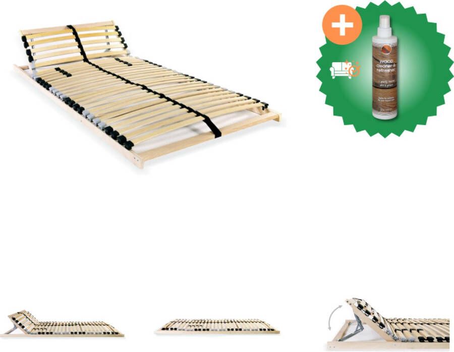 VidaXL Lattenbodem Beukenhouten frame 195 x 70 x 9 cm Verstelbaar 28 latten Bed Inclusief Houtreiniger en verfrisser