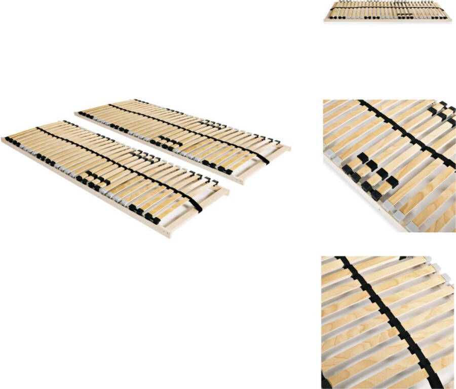 VidaXL Bedbodem Bedbodems Lattenbodem Lattenbodems 2 st met 28 latten 7 zones 80x200 cm
