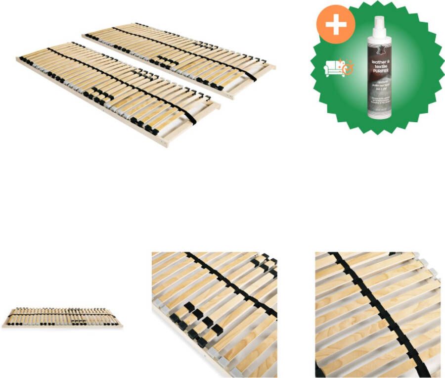 VidaXL Lattenbodem Comfort 195 x 90 x 9 cm Massief beukenhouten frame Berkenhouten latten 7 comfortzones 28 latten verstelbare stevigheid Bed Inclusief Reiniger