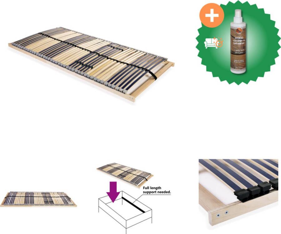 VidaXL Lattenbodem Comfortabele 195 x 100 x 10 cm Massief beukenhouten frame en berkenhouten latten Bed Inclusief Houtreiniger en verfrisser
