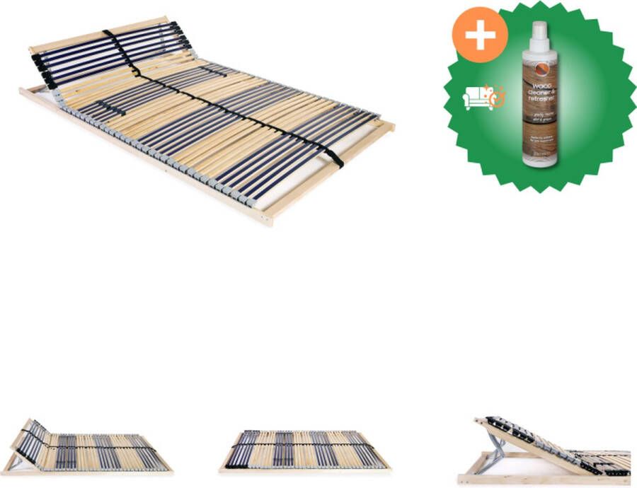 VidaXL Lattenbodem Comfortabele massief beukenhouten latten 195 x 100 x 10 cm 42 latten Verstelbaar hoofdgedeelte Eenvoudige montage Bed Inclusief Houtreiniger en verfrisser