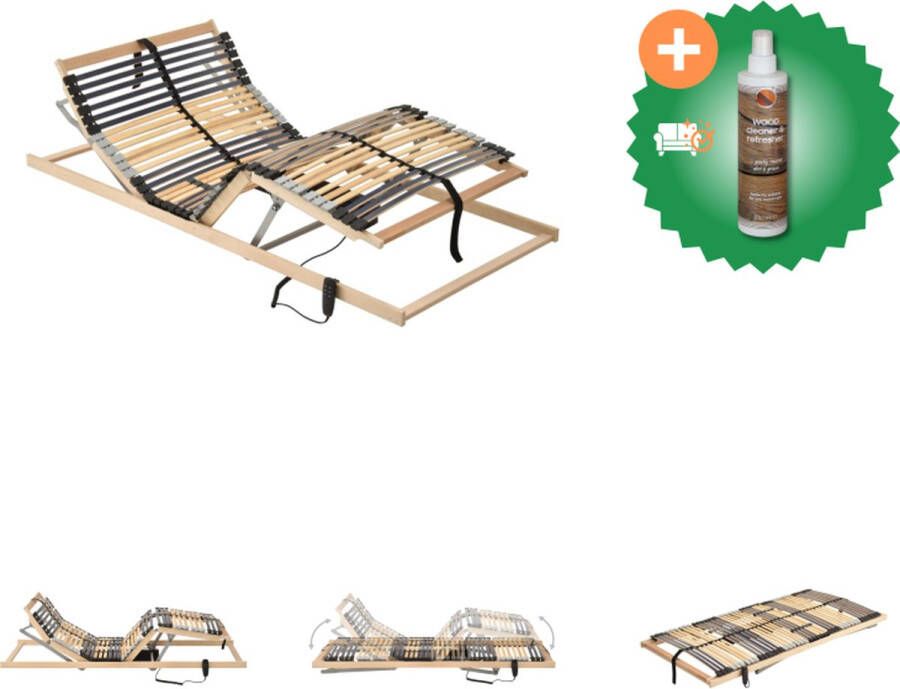 VidaXL Lattenbodem Elektrisch 195 x 70 x 10 cm 7 zones Verstelbaar Met Motor Bed Inclusief Houtreiniger en verfrisser