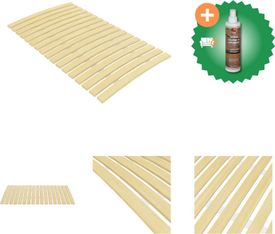 VidaXL Lattenbodem Hout 200 x 70 cm 17 verende latten Inklapbaar Bed Inclusief Houtreiniger en verfrisser