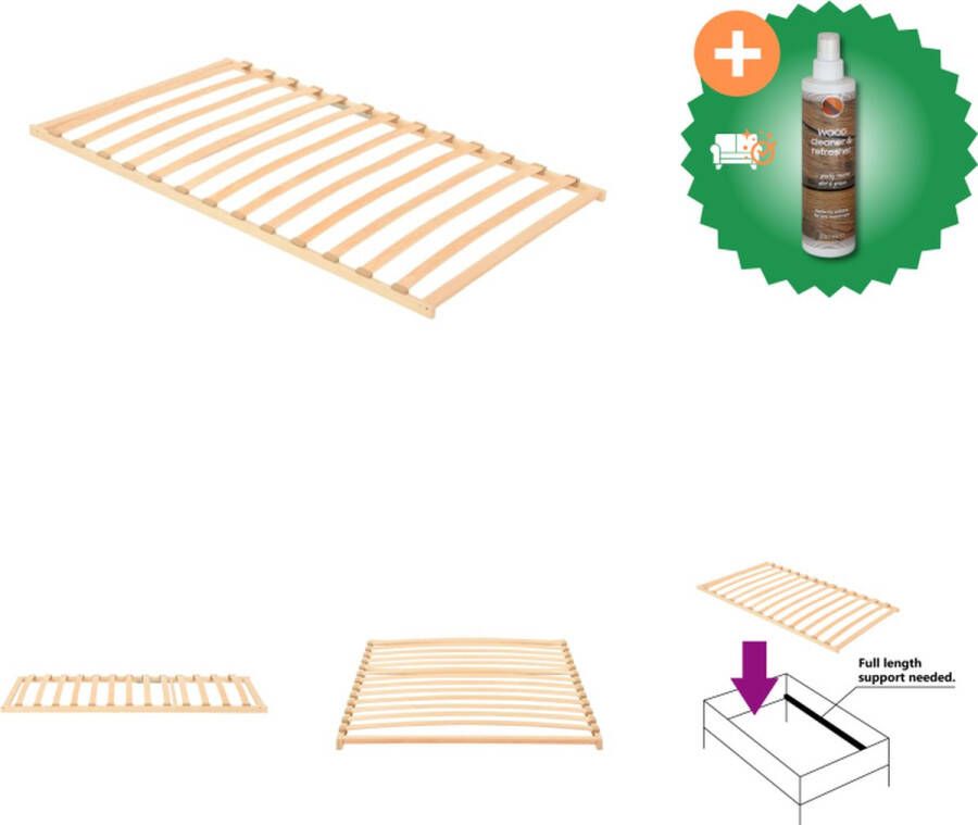 VidaXL Lattenbodem Houten 195 x 100 x 5 cm Massief beukenhout Bed Inclusief Houtreiniger en verfrisser