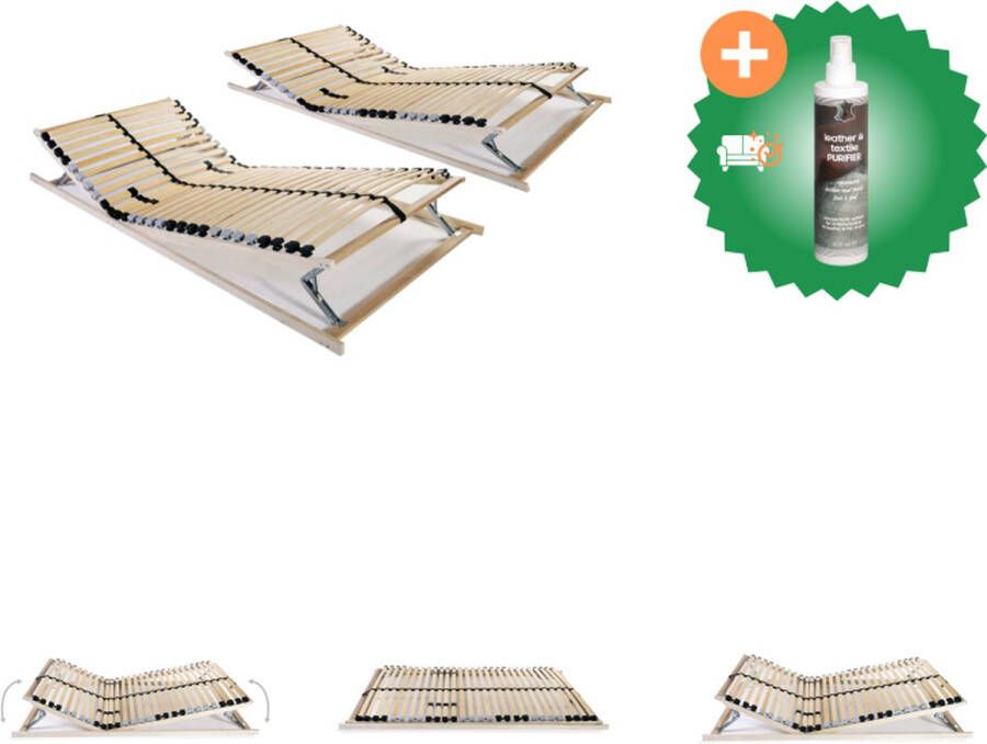 VidaXL Lattenbodem Comfort 195 x 90 x 9 cm Massief beukenhouten frame Berkenhouten latten 7 comfortzones 28 latten verstelbare stevigheid Bed Inclusief Reiniger - Foto 2
