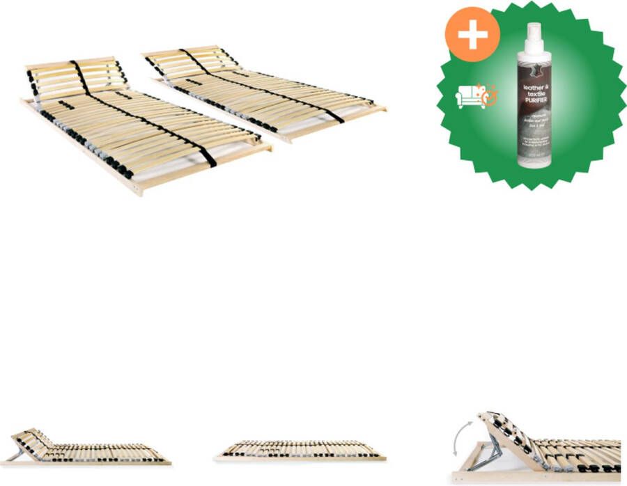 VidaXL Lattenbodem Comfort 195 x 90 x 9 cm Massief beukenhouten frame Berkenhouten latten 7 comfortzones 28 latten verstelbare stevigheid Bed Inclusief Reiniger - Foto 3