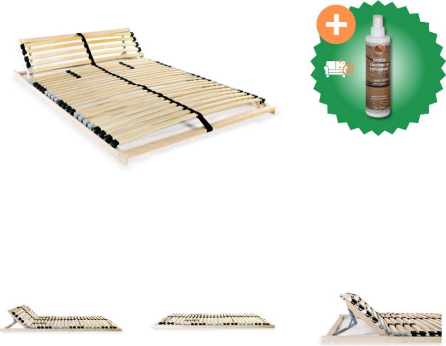 VidaXL Lattenbodem Massief beukenhouten frame 195 x 100 x 9 cm 28 latten Bedbodem Inclusief Houtreiniger en verfrisser