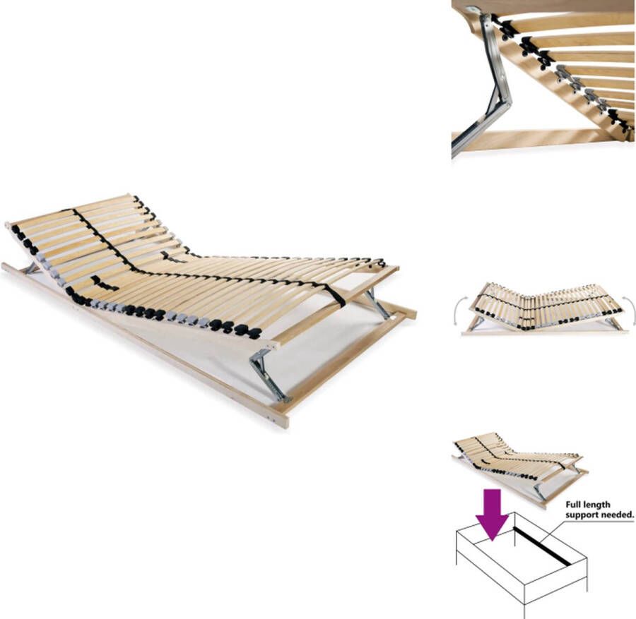 VidaXL Lattenbodem Massief beukenhouten frame 195 x 70 x 9 cm 28 latten Verstelbaar Eenvoudig te monteren Bed