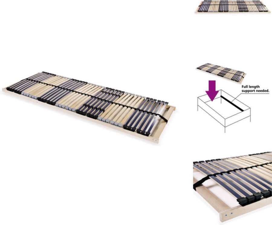 VidaXL Lattenbodem 195x80x10 cm Massief beukenhouten frame 42 latten Verstelbaar Eenvoudige montage Bed - Foto 3