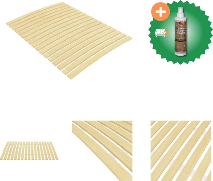 VidaXL Lattenbodem Massief populierenhout 200 x 90 cm 12 mm dikke lat Bed Inclusief Houtreiniger en verfrisser