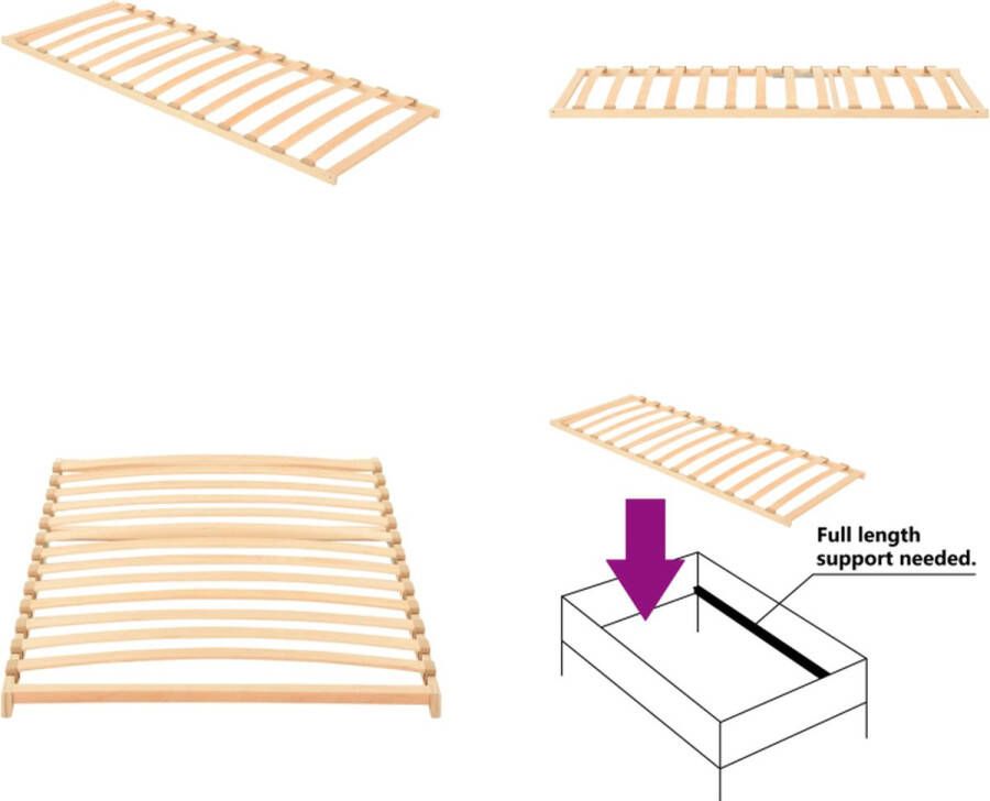 VidaXL Lattenbodem met 13 latten 70x200 cm Bedbodem Bedbodems Lattenbodem Lattenbodems