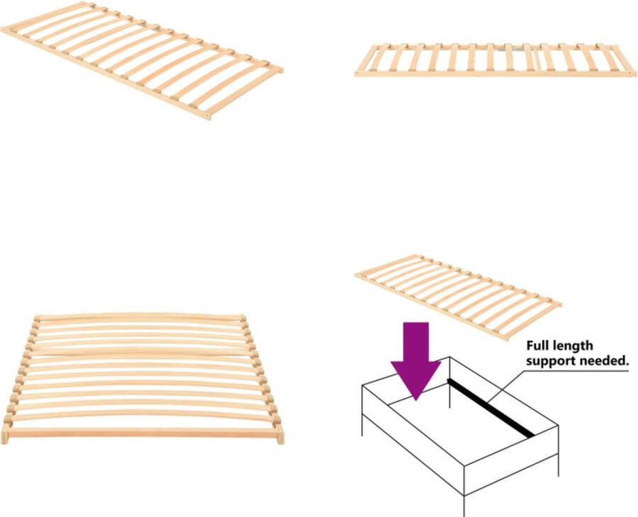 VidaXL Lattenbodem met 13 latten 90x200 cm Bedbodem Bedbodems Lattenbodem Lattenbodems