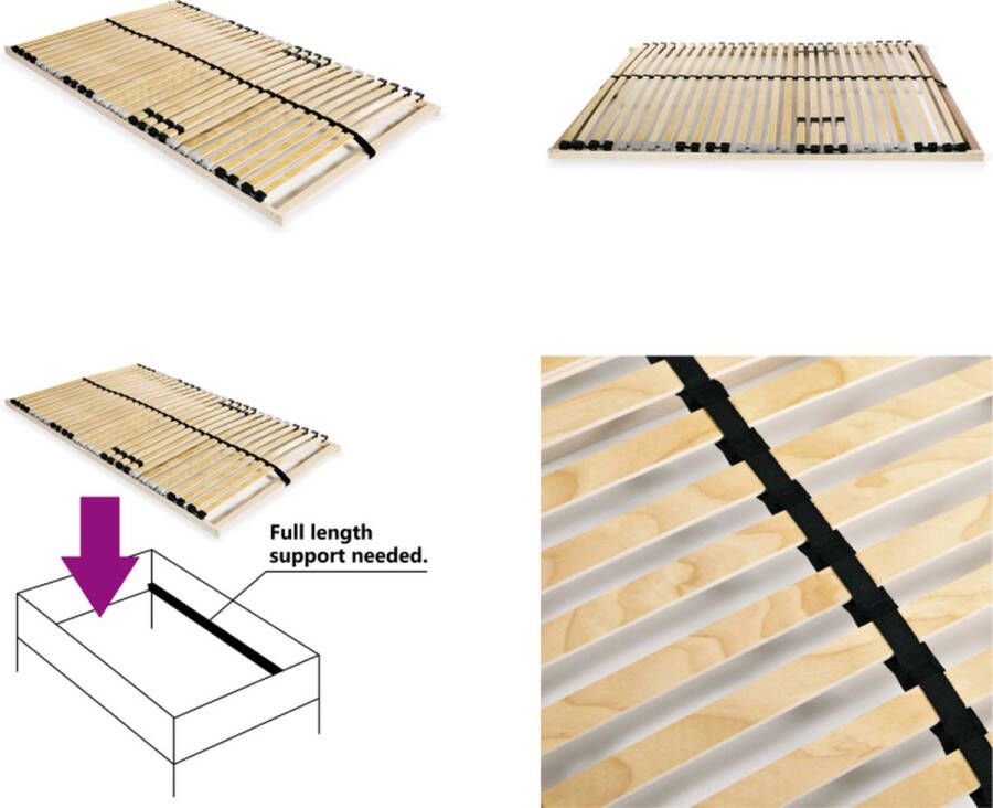 VidaXL Lattenbodem met 28 latten 7 zones 140x200 cm Bedbodem Bedbodems Lattenbodem Lattenbodems