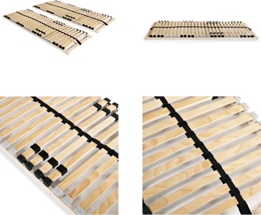 VidaXL Lattenbodems 2 st met 28 latten 7 zones 70x200 cm Bedbodem Bedbodems Lattenbodem Lattenbodems