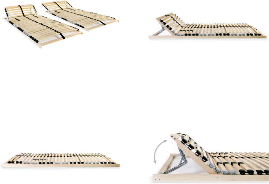 VidaXL Lattenbodems 2 st met 28 latten 7 zones 80x200 cm Bedbodem Bedbodems Lattenbodem Lattenbodems