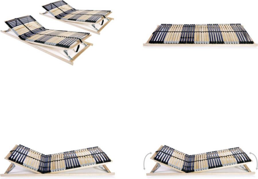 VidaXL Lattenbodems 2 st met 42 latten 7 zones 70x200 cm Bedbodem Bedbodems Lattenbodem Lattenbodems