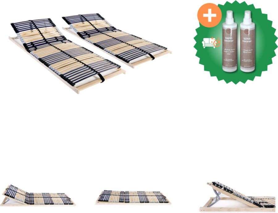 VidaXL Lattenbodems 2 st met 42 latten 7 zones 80x200 cm Bed Inclusief Onderhoudsset