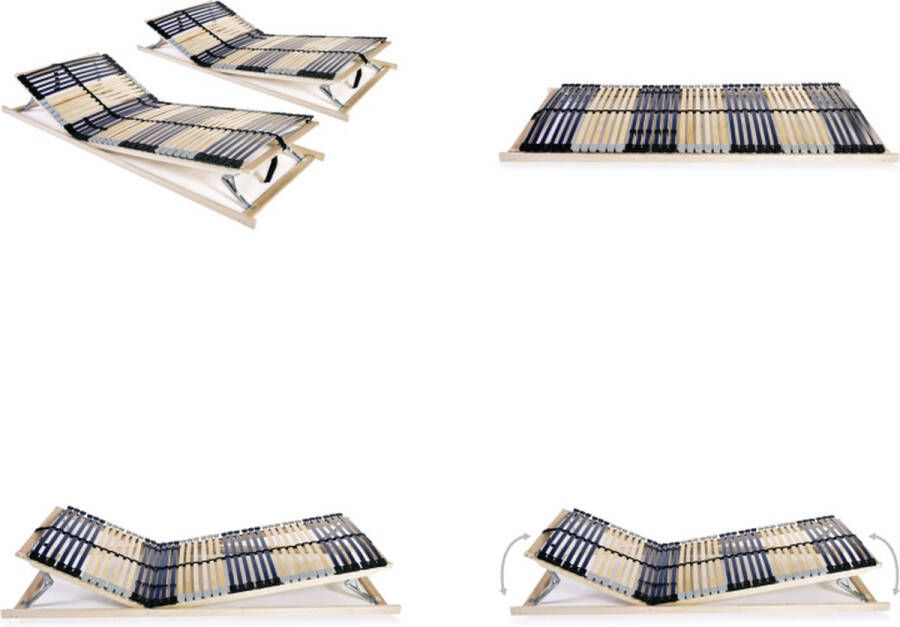 VidaXL Lattenbodems 2 st met 42 latten 7 zones 90x200 cm Bedbodem Bedbodems Lattenbodem Lattenbodems
