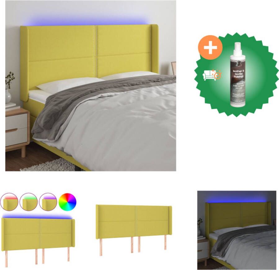 VidaXL LED Hoofdbord Klassiek Bedframe Afmeting 163x16x118 128cm Kleur groen Bedonderdeel Inclusief Reiniger