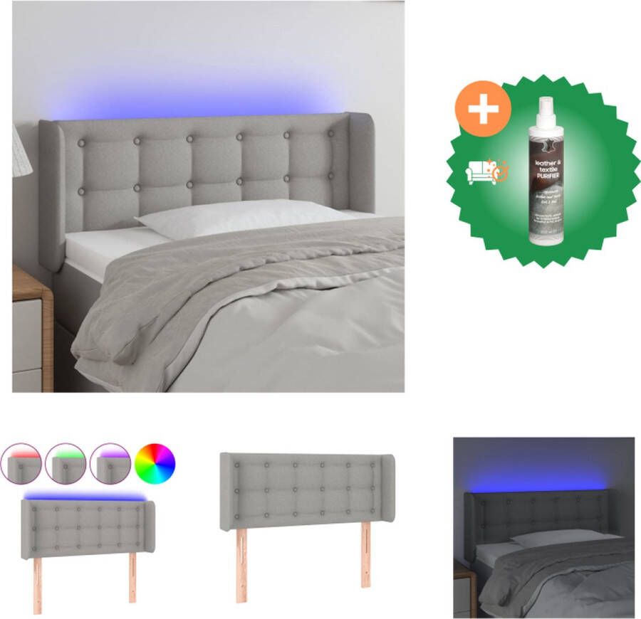 VidaXL Hoofdbord LED Verstelbaar Lichtgrijs 103 x 16 x 78 88 cm Duurzaam Kleurrijke LED-verlichting Snijdbare LED-strip USB-aansluiting Bedonderdeel Inclusief Reiniger
