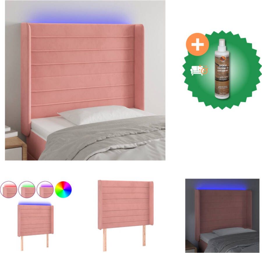 VidaXL LED Hoofdbord Klassiek Hoofdborden 103x16x118 128 cm Ken- Zacht fluweel Kleurrijke LED-verlichting Verstelbare hoogte Comfortabele ondersteuning Snijdbare LED-strip Bedonderdeel Inclusief Houtreiniger en verfrisser - Foto 2