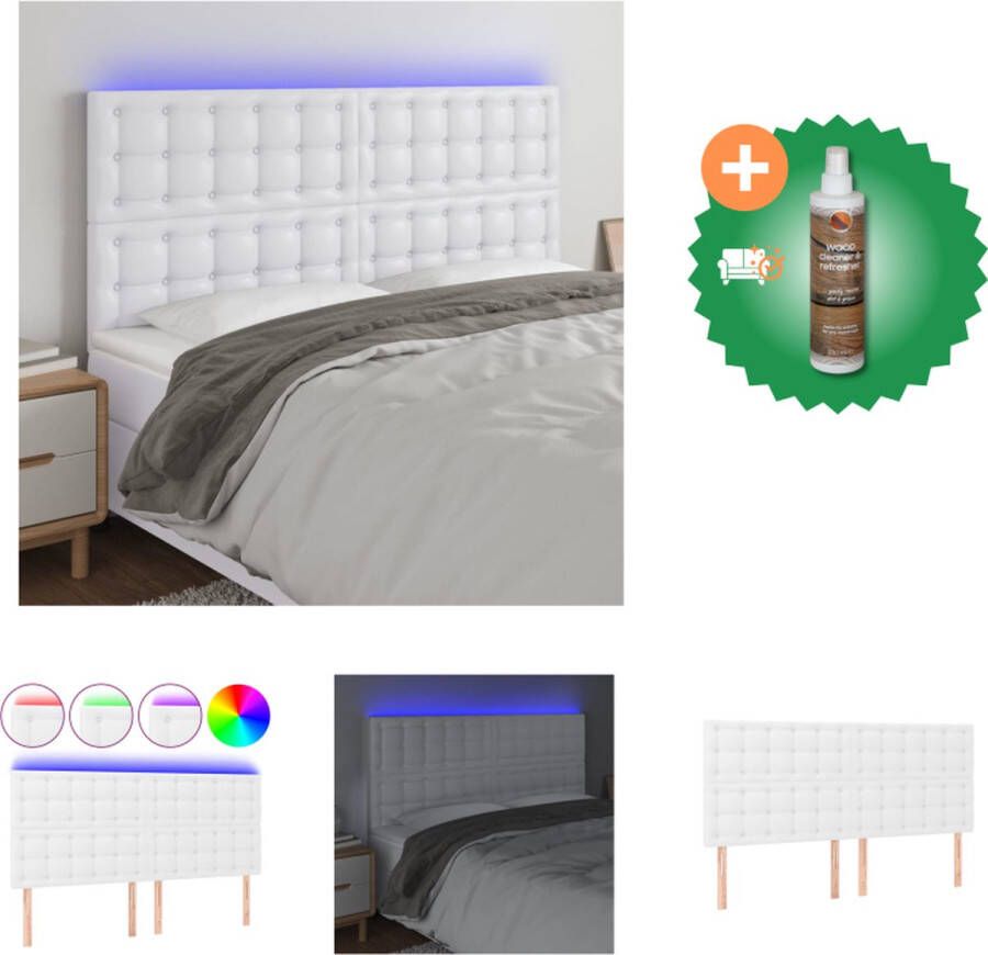 VidaXL LED-hoofdbord Klassiek Hoofdborden Afmeting- 180 x 5 x 118 128 cm Ken- Duurzaam kunstleer Bedonderdeel Inclusief Houtreiniger en verfrisser