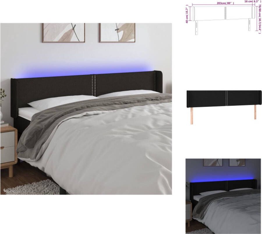 VidaXL LED Hoofdbord Klassiek Hoofdeinde Afmetingen- 203 x 16 x 78 88 cm Kenen- Verstelbare hoogte Comfortabele ondersteuning LED-strip- Lengte- 55 cm Bedonderdeel