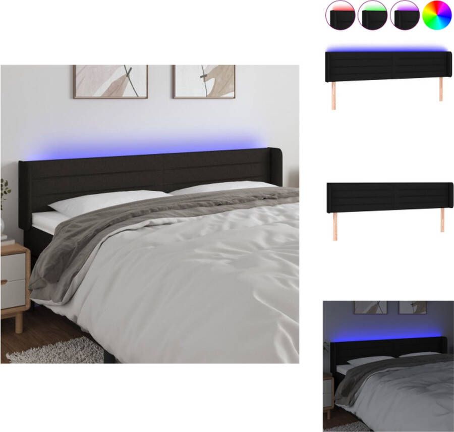 VidaXL LED Hoofdbord Klassiek Hoofdeinde Afmetingen- 203 x 16 x 78 88 cm Kleur- Zwart LED-strip lengte- 55 cm Met schaarsymbool Inclusief 2 LED-strips Bedonderdeel