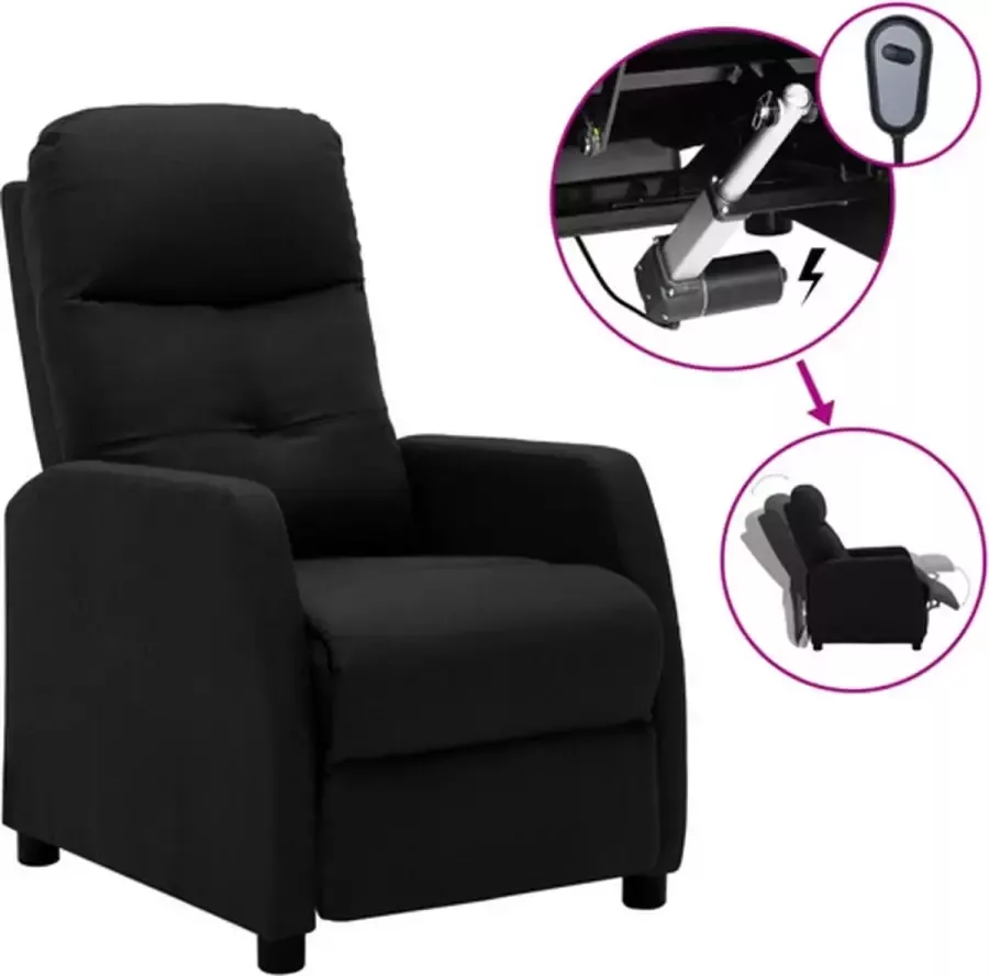 VIDAXL Fauteuil verstelbaar elektrisch stof zwart - Foto 3