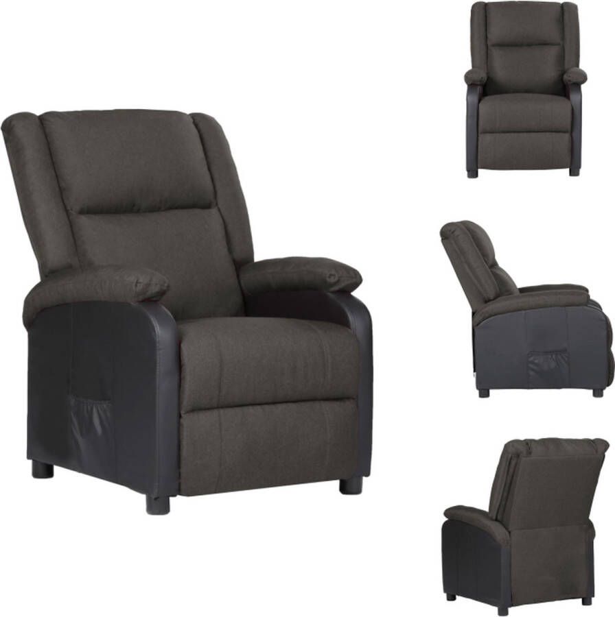 VidaXL Leunstoel Ergonomisch Fauteuil Dik Gevoerd Verstelbaar Kleur donkergrijs Materiaal stof kunstleer ijzer multiplex Afmetingen 71x94.5x96.5cm Montage vereist Fauteuil