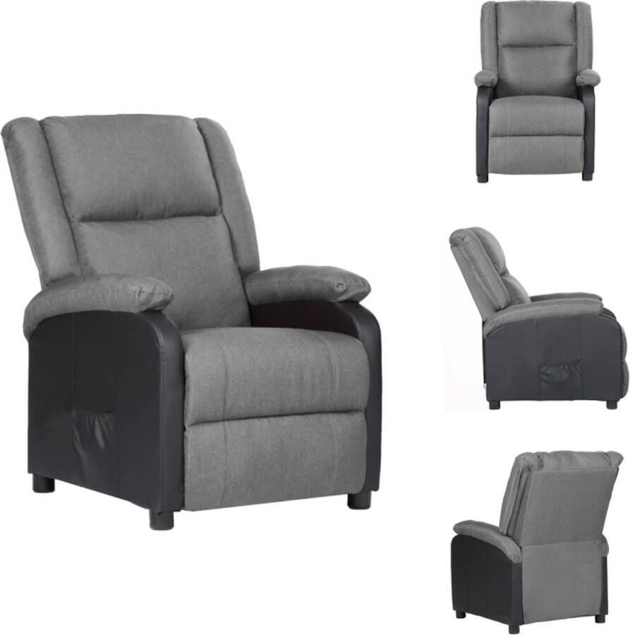 vidaXL Leunstoel Ergonomisch Stof kunstleer Grijs 71x94.5x96.5 cm Fauteuil