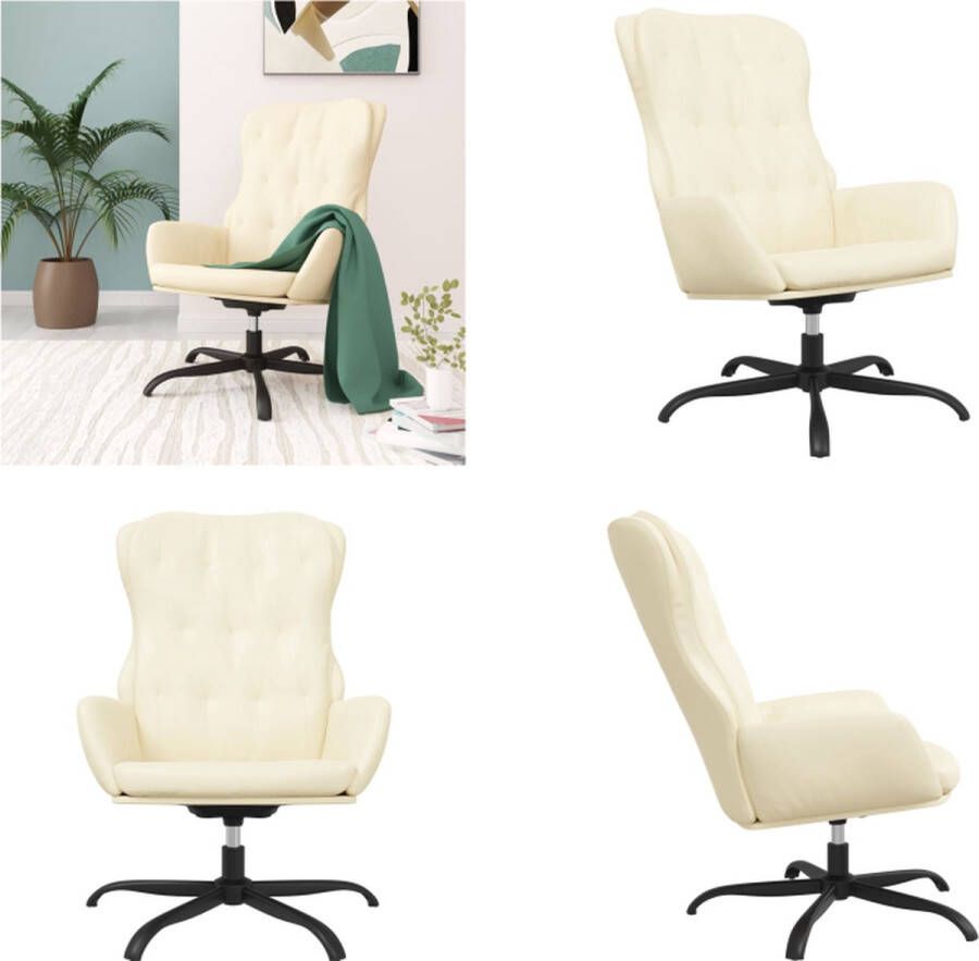 VidaXL Leunstoel kunstleer crèmekleurig Relaxstoel Relaxstoelen Kantoorstoel Armstoel