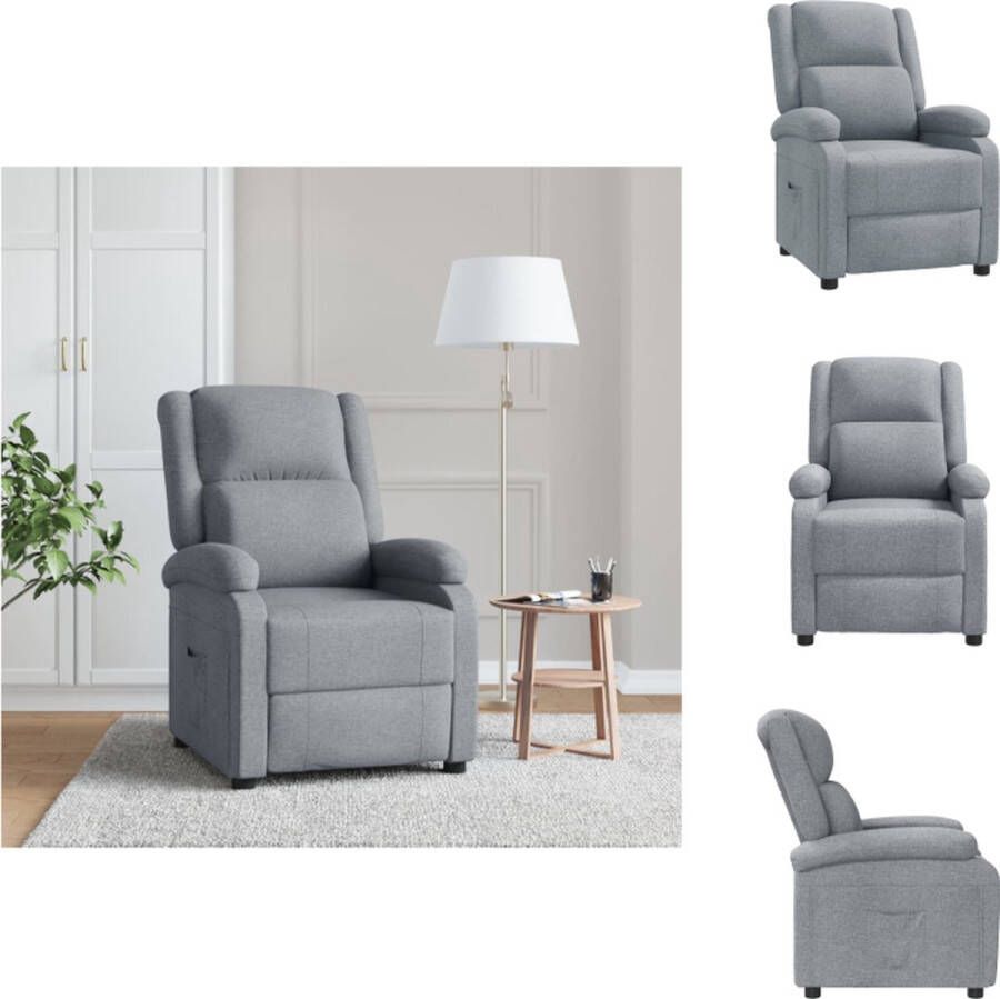 VidaXL Leunstoel Luxe Fauteuils 71 x 90.5 x 96 cm Verstelbare rugleuning en voetensteun Lichtgrijs Fauteuil