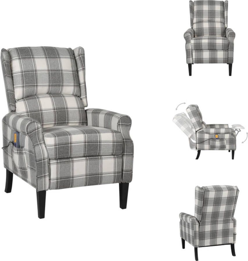 VidaXL Massagestoel Massagestoelen Verstelbare Massagestoel Verstelbare Massagestoelen Massagestoel verstelbaar stof wit en grijs