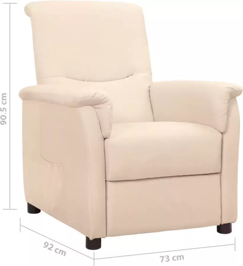 VidaXL Fauteuil verstelbaar stof crèmekleurig