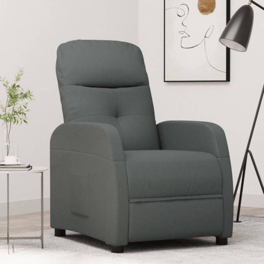 VIDAXL Fauteuil verstelbaar stof donkergrijs - Foto 3