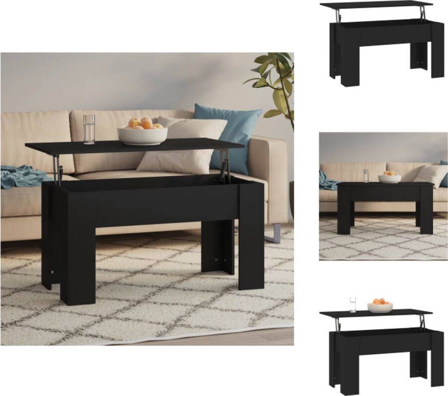 VidaXL Lift-Top Salontafel 101x49x52 cm Zwart Bewerkt hout Tafel