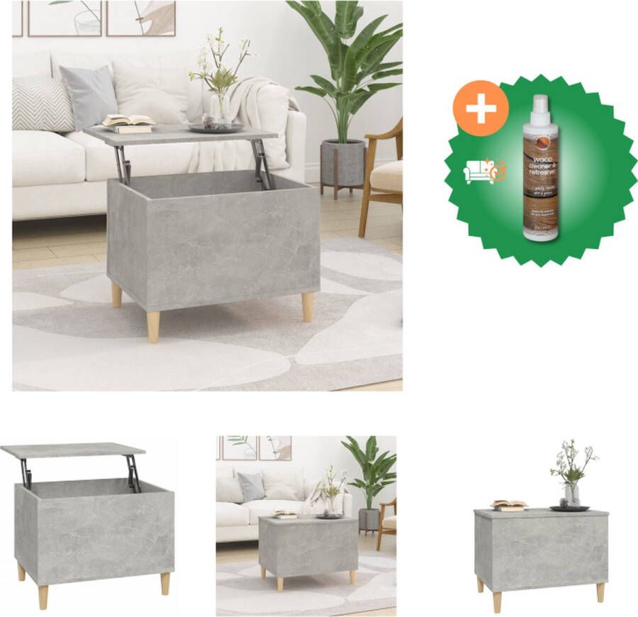 VidaXL Salontafel Lift Top Betongrijs 60x44.5x45cm Functioneel en stijlvol Tafel Inclusief Houtreiniger en verfrisser