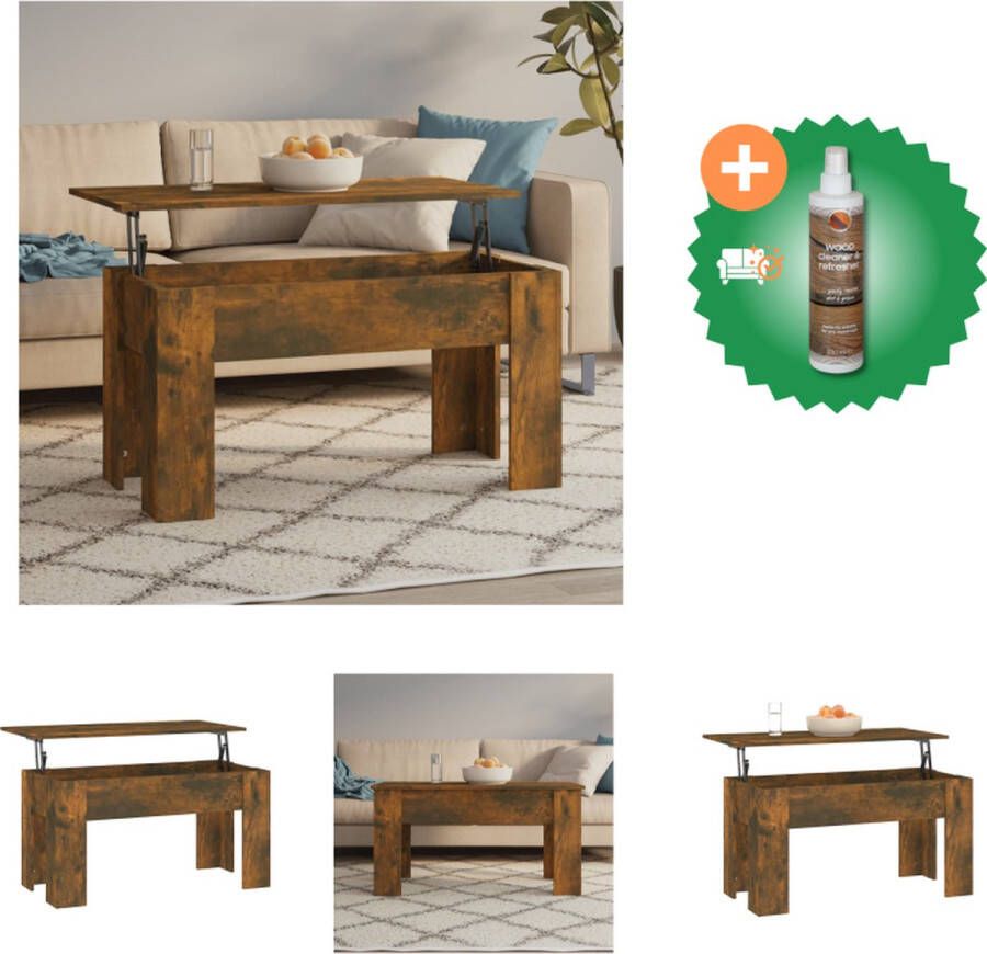 VidaXL Salontafel 101x49x52 cm bewerkt hout gerookt eikenkleurig Tafel Inclusief Houtreiniger en verfrisser