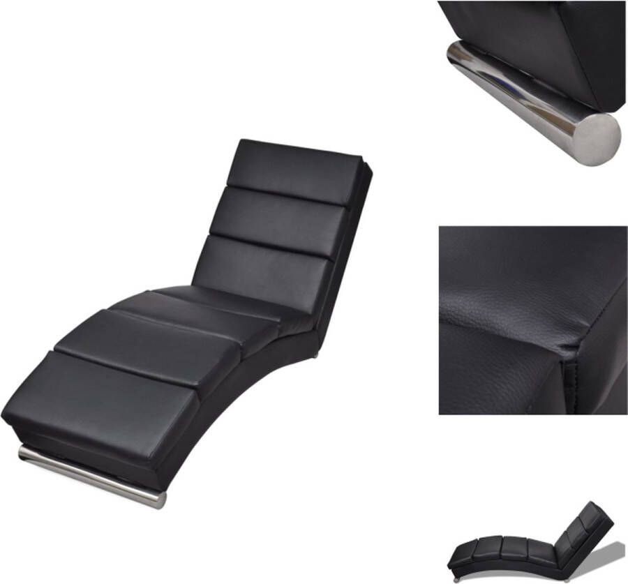 VidaXL Ligstoel Chaise 154 x 52.5 x 72 cm Comfortabel Stevig Zwart Chaise longue