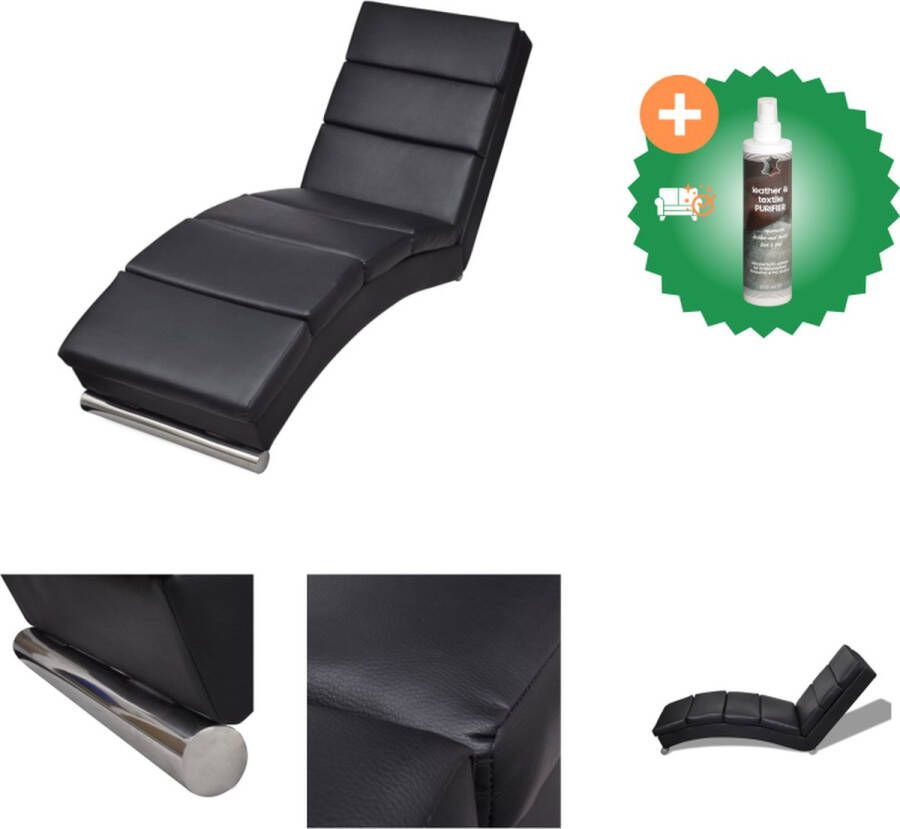 VidaXL Ligstoel Chaise 154 x 52.5 x 72 cm Comfortabel Stevig Zwart Chaise longue Inclusief Reiniger