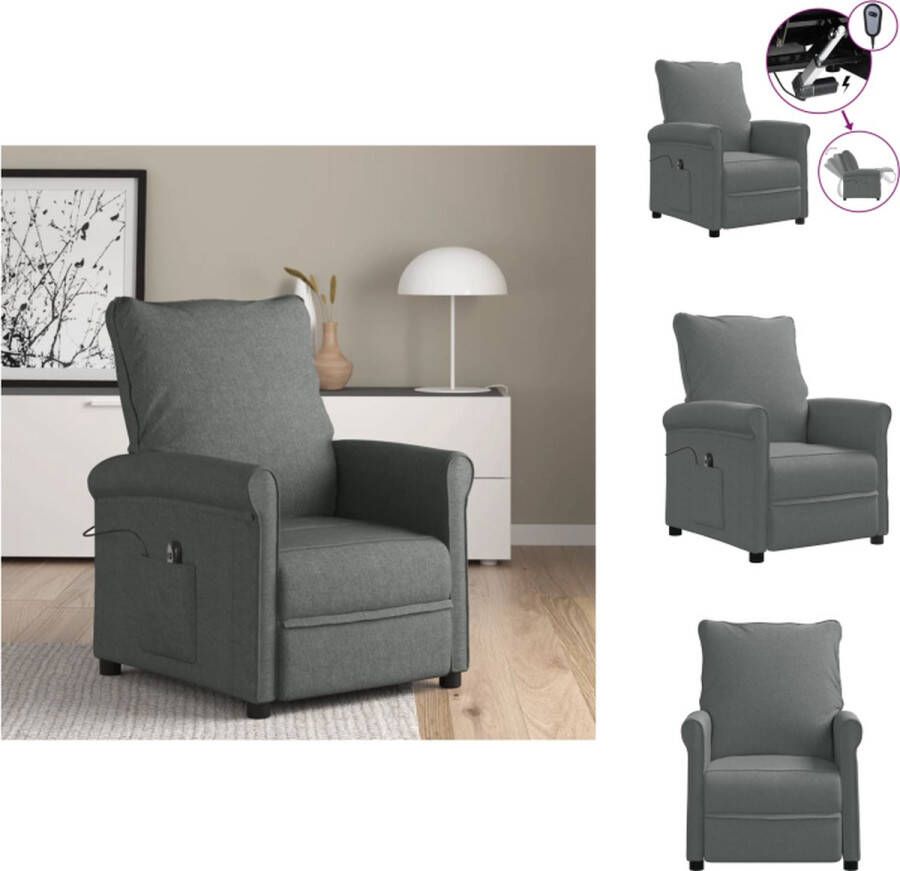 VidaXL Ligstoel Luxe en comfortabel Elektromotor Donkergrijs stof 70x88x96 cm Fauteuil