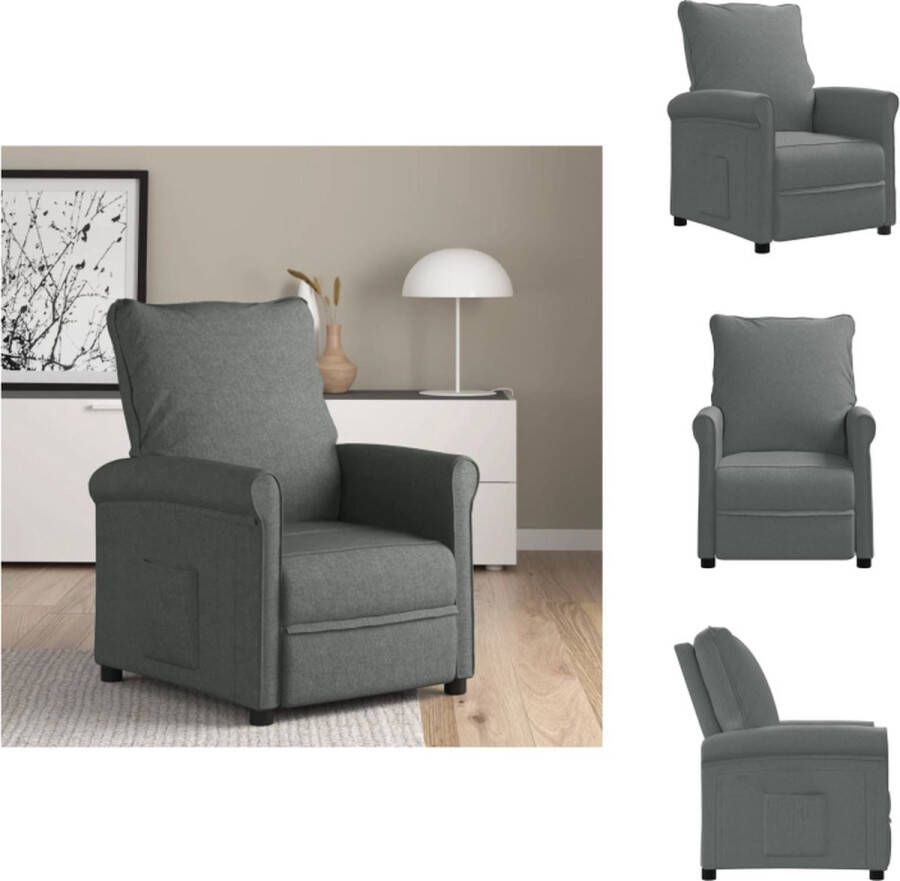 VidaXL Ligstoel Luxe en comfortabel Stof multiplex 70x90x98cm Donkergrijs Fauteuil