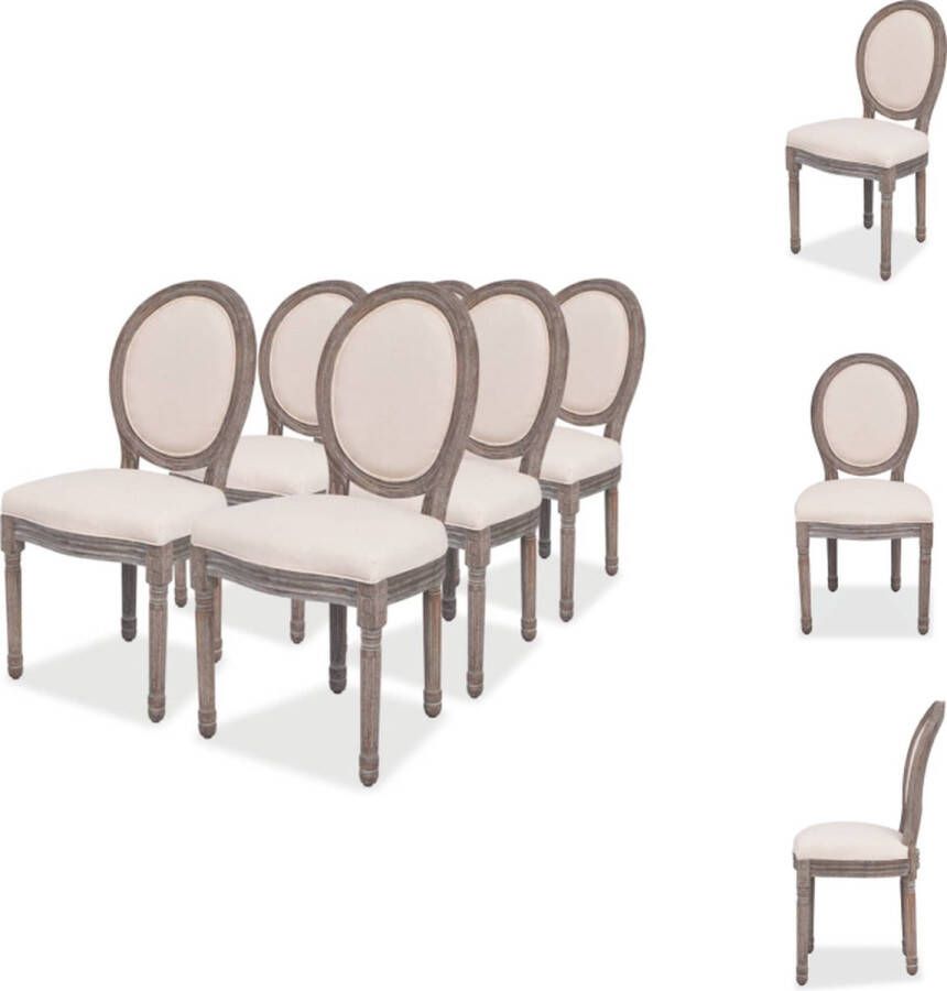 VidaXL Eetkamerstoel Eetkamerstoelen Keukenstoelen Keukenstoel Eetkamerstoelen 6 st stof crèmekleurig - Foto 3