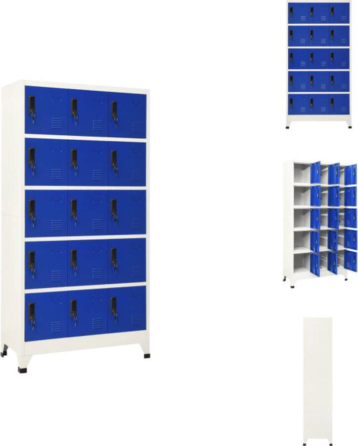 VidaXL Lockerkast Lockerkasten Opbergkast Kast Lockerkast 90x40x180 cm staal grijs en blauw - Foto 2