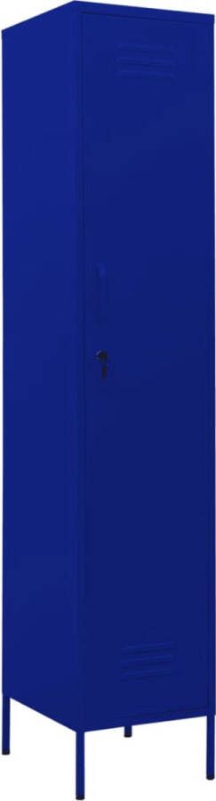 VidaXL Lockerkast Staal 35x46x180 cm Marineblauw Lockerkast Staalkast Bergruimte Kantooropslag Archivak Lockers Blauw Marineblauw