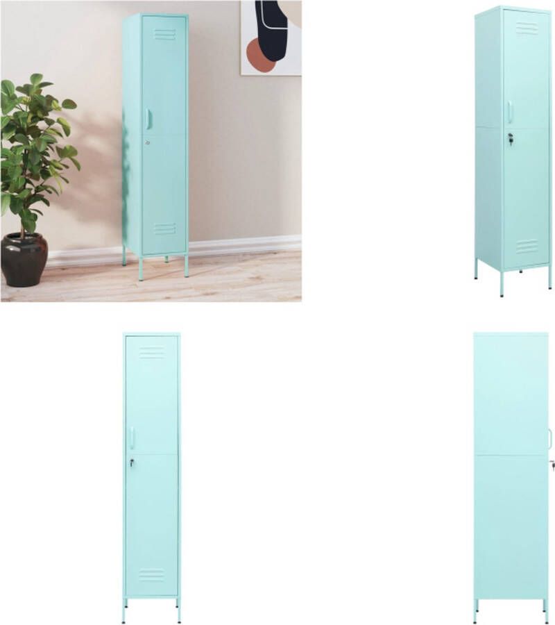 VidaXL Lockerkast 35x46x180 cm staal mint Lockerkast Lockerkasten Locker Kast Locker Kasten