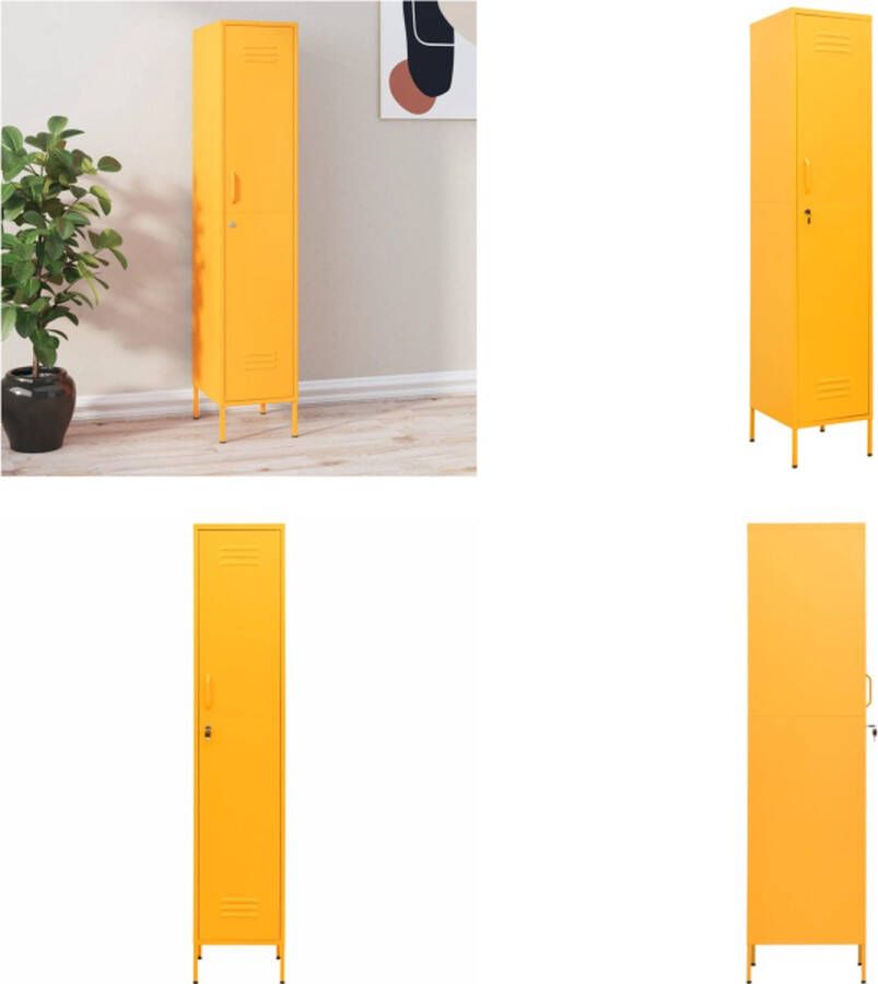 VidaXL Lockerkast 35x46x180 cm staal mosterdgeel Lockerkast Lockerkasten Locker Kast Locker Kasten