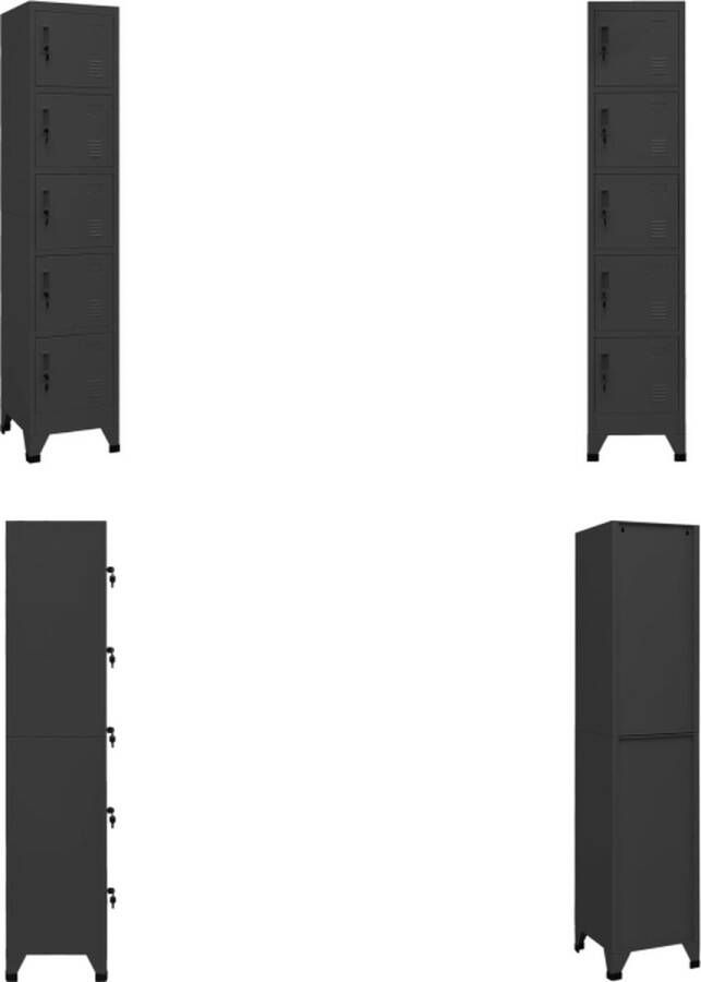 VidaXL Lockerkast 38x40x180 cm staal antracietkleurig Lockerkast Lockerkasten Opbergkast Kast