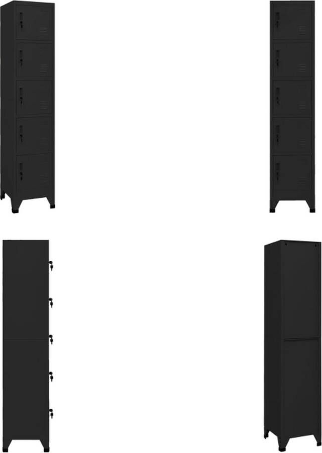 VidaXL Lockerkast 38x40x180 cm staal zwart Lockerkast Lockerkasten Opbergkast Kast